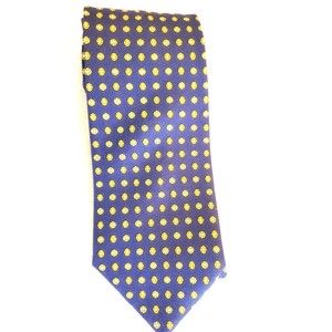 Brooks Brothers Men's 100% Silk Tie Cornflower Blue With Gold Geometric Pattern
